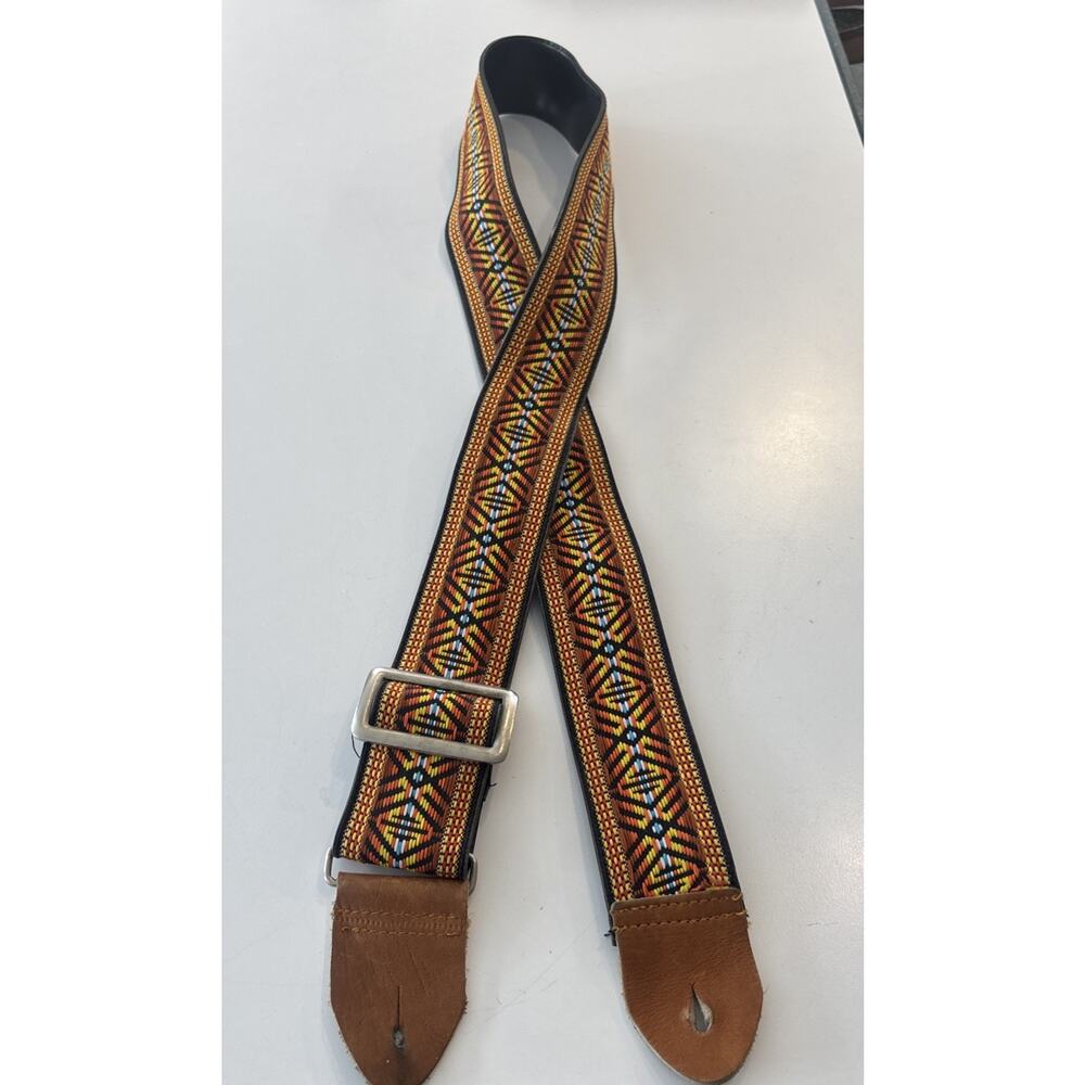 Embroidered Unbranded Guitar Strap Boho Hippie Leather Ends Metal Buckle